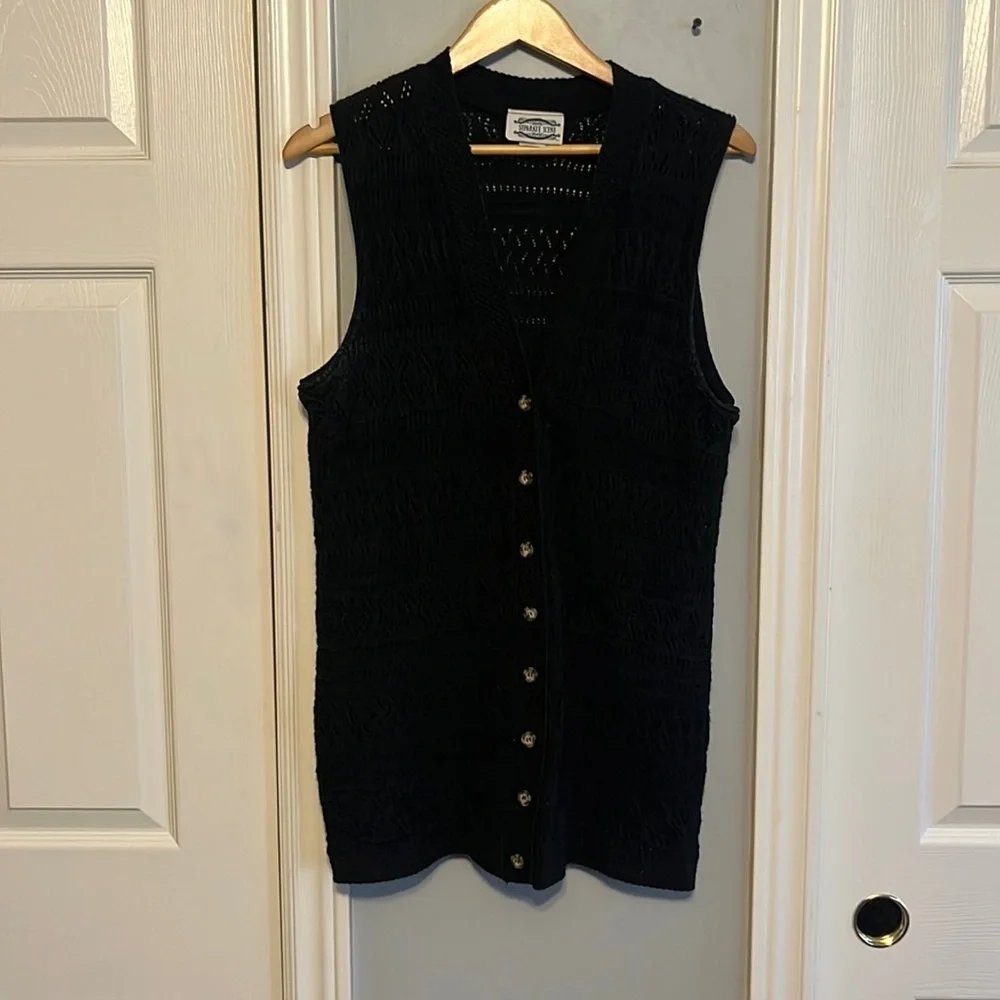 BLACK button up sleeveless cardigan - Picture 3 of 11